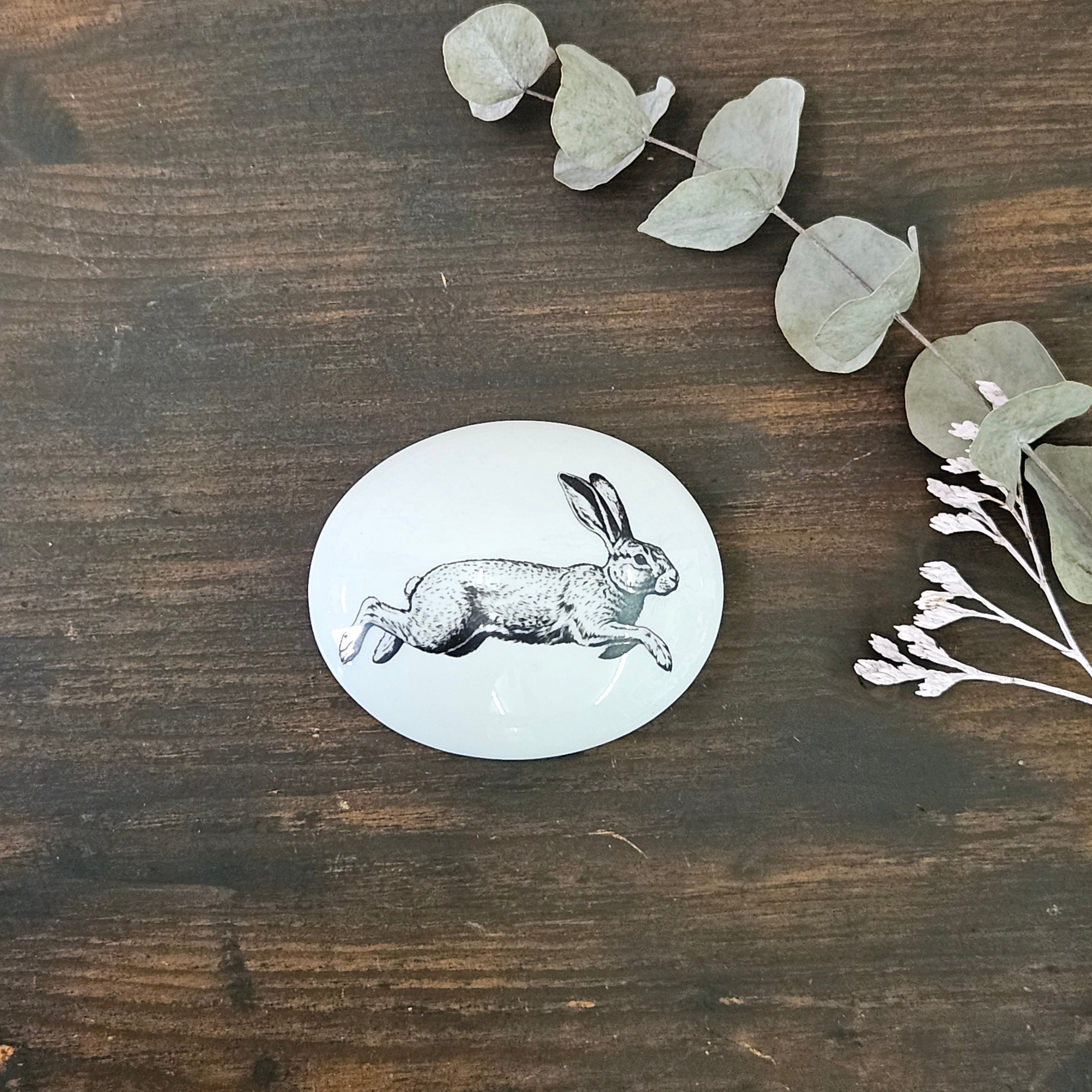 Rabbit - Oval porcelain box