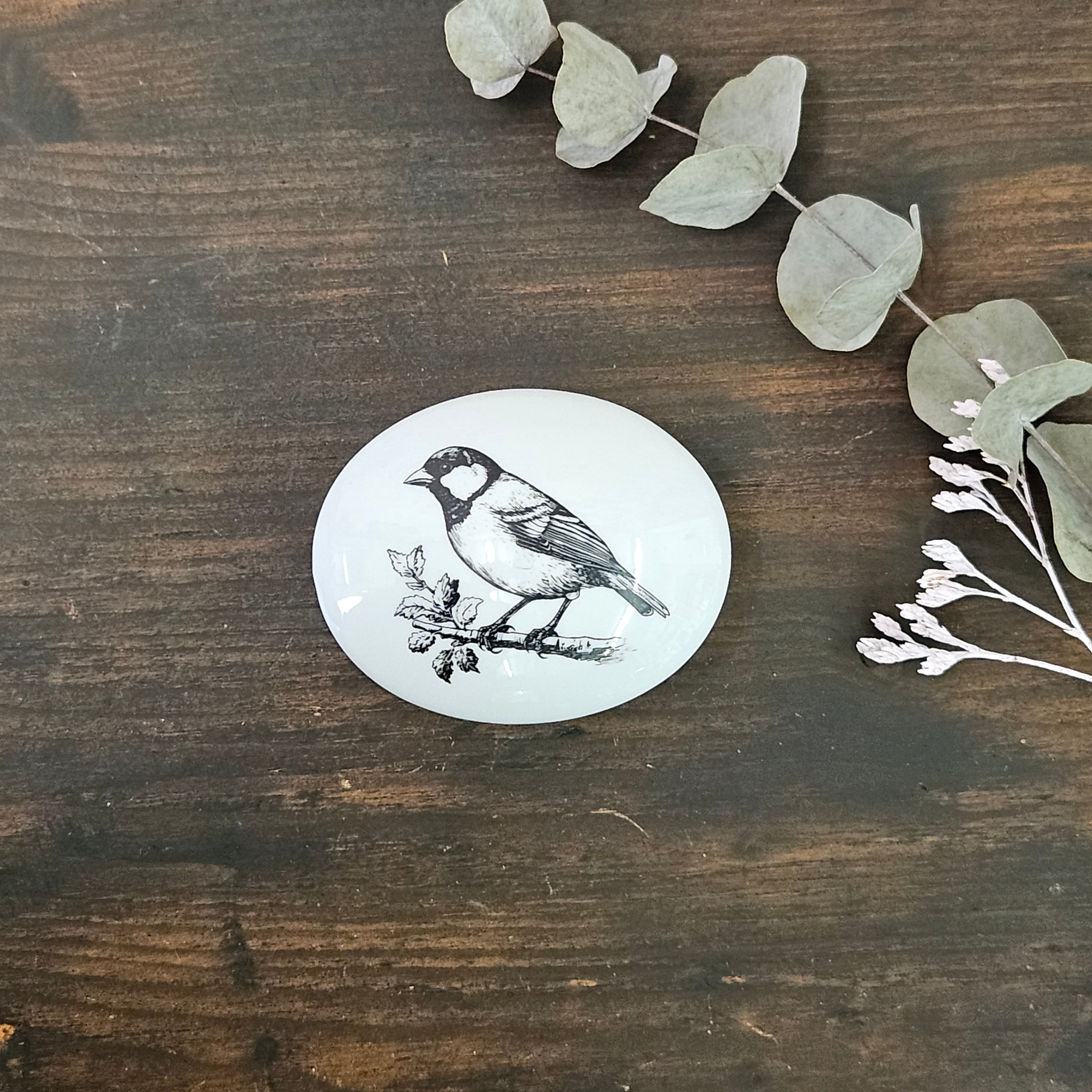 Sparrow - Oval porcelain box