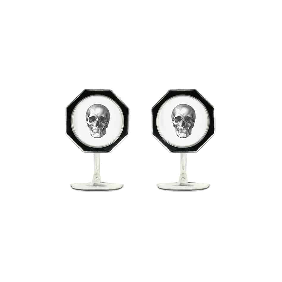 The Skull Octagon Enamel-Border Cufflinks