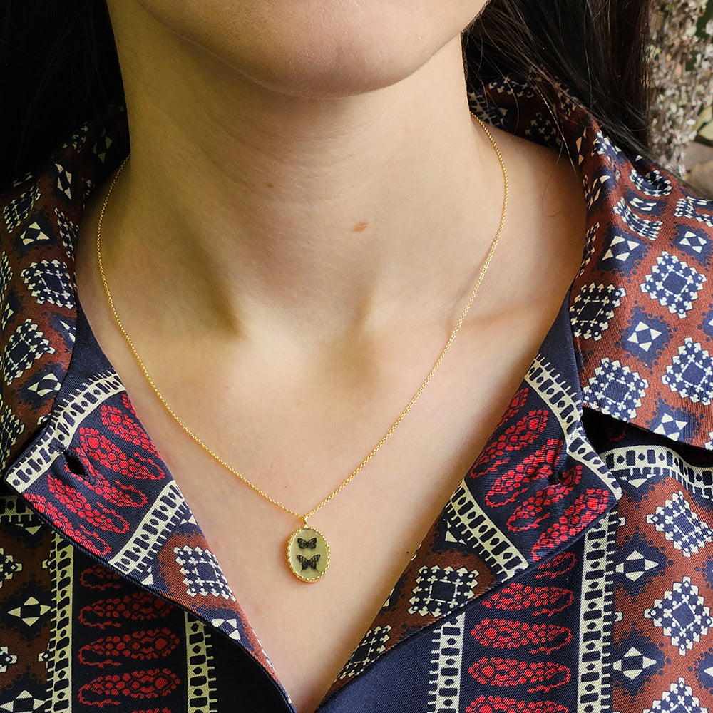 The Victoria Pendant Necklace - Double Butterfly