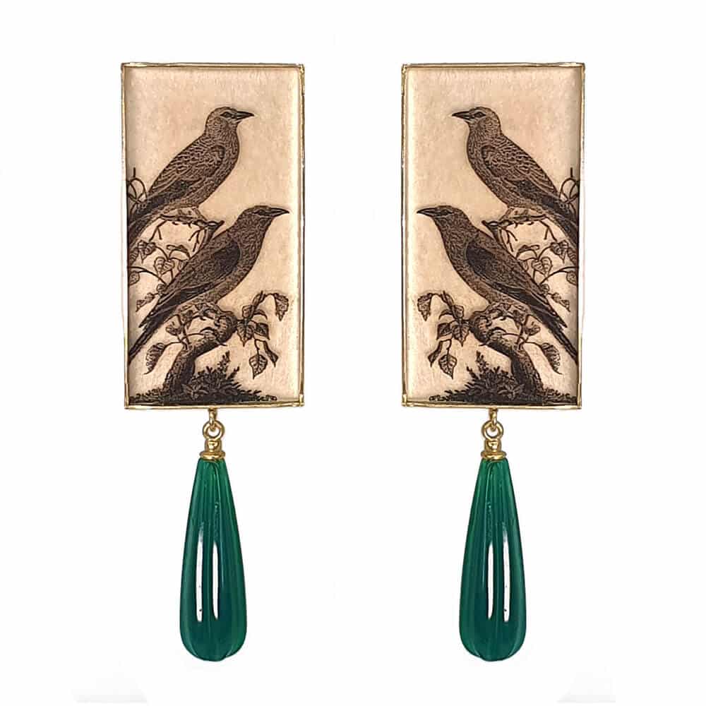 The Droplet Studs - Birds - Green agate