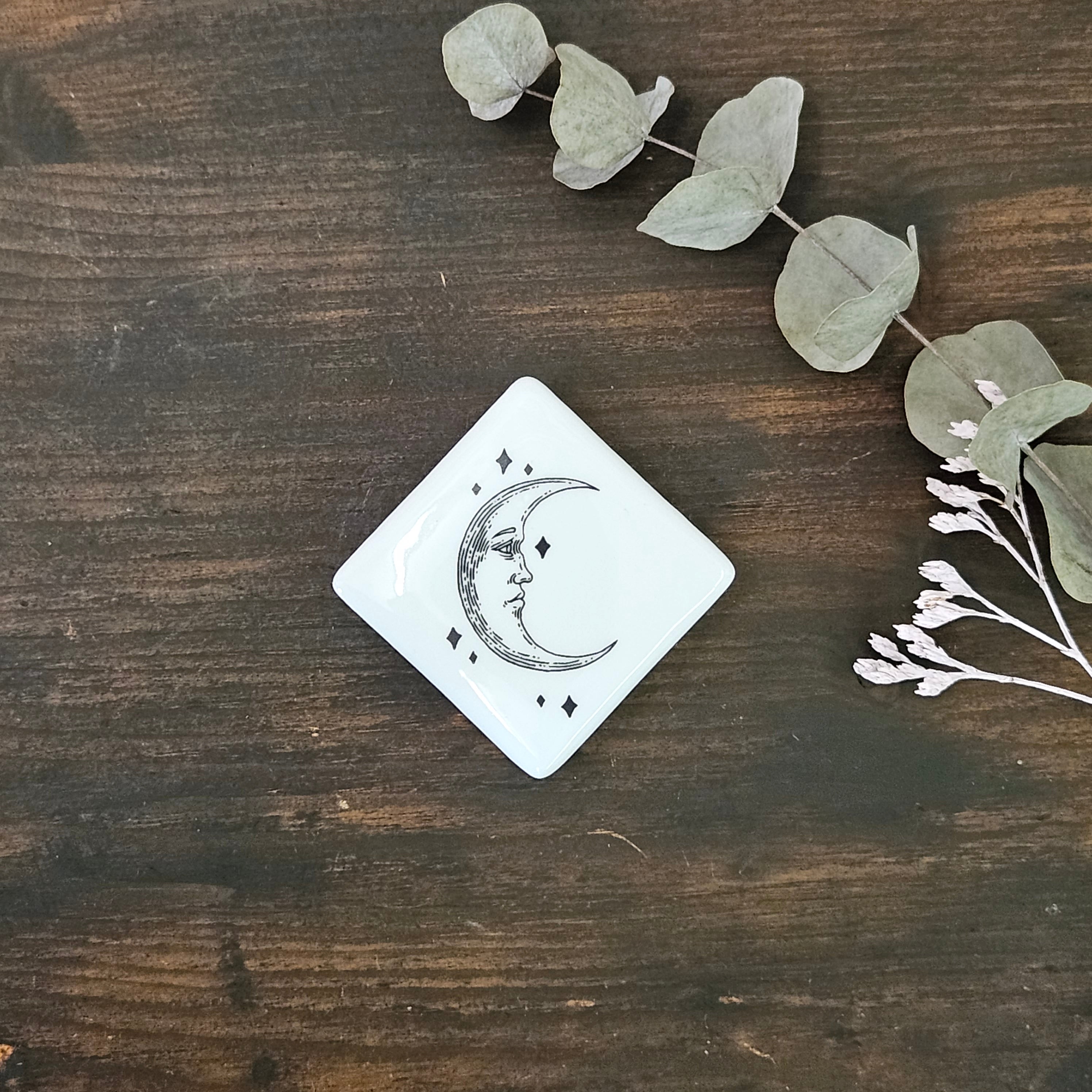 Celestial Moon - Mini square porcelain box
