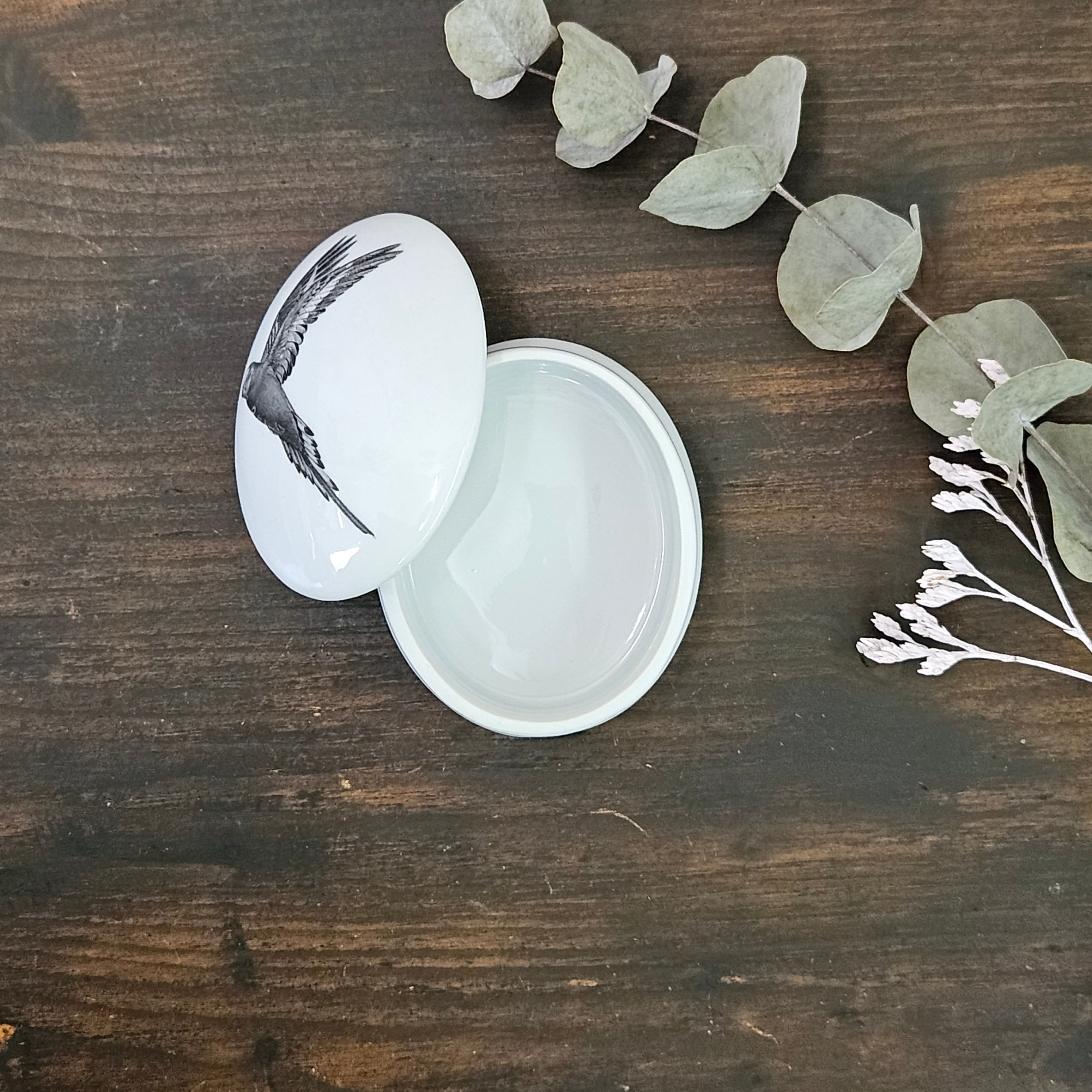 Parrot - Oval porcelain box