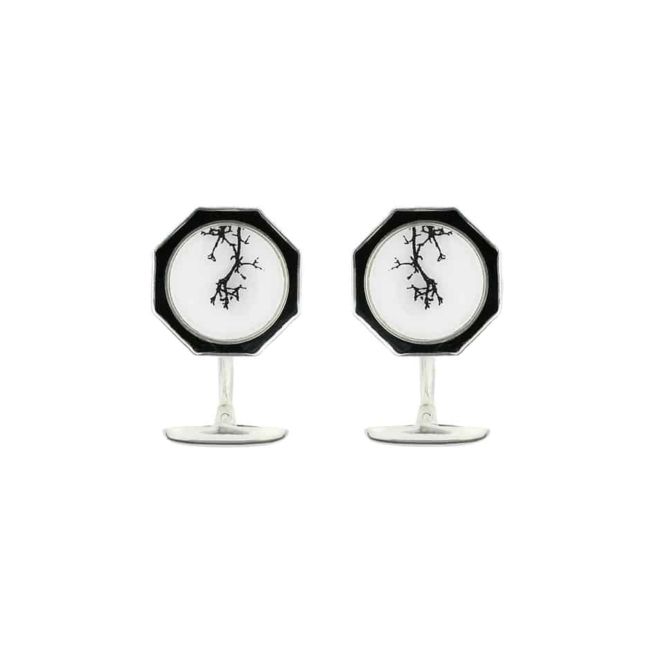 The Coral Octagon Enamel-Border Cufflinks