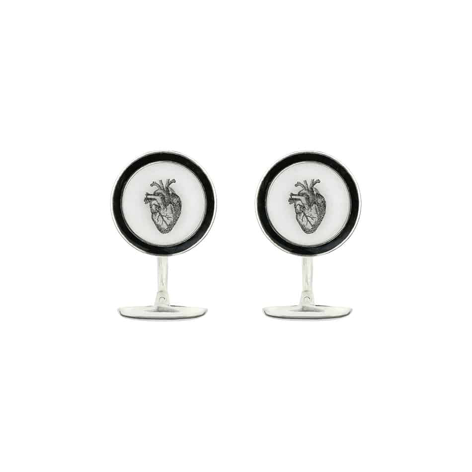 The Cardiologist´s Round Enamel-Border Cufflinks