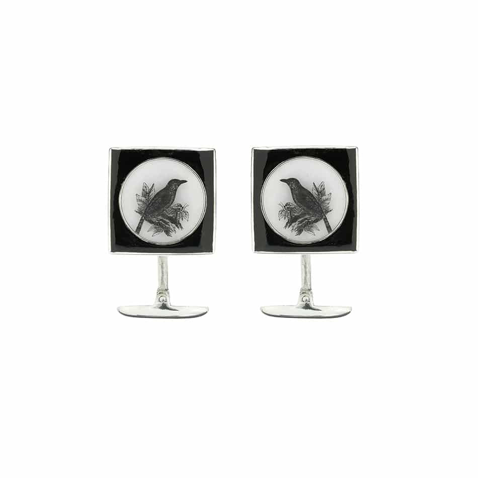 The Ornithologist´s Square Enamel Cufflinks