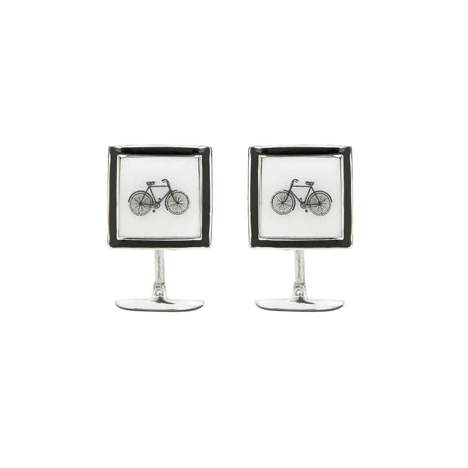 The Cyclist´s Square Enamel-Border Cufflinks