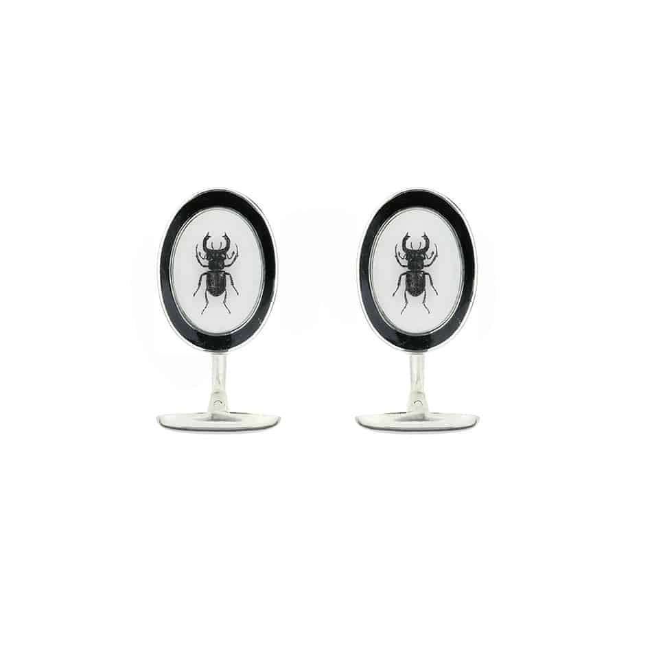 The Stagbeetle Oval Enamel-Border Cufflinks