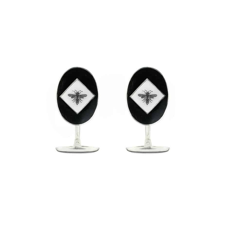 The Wasp Oval Enamel Cufflinks