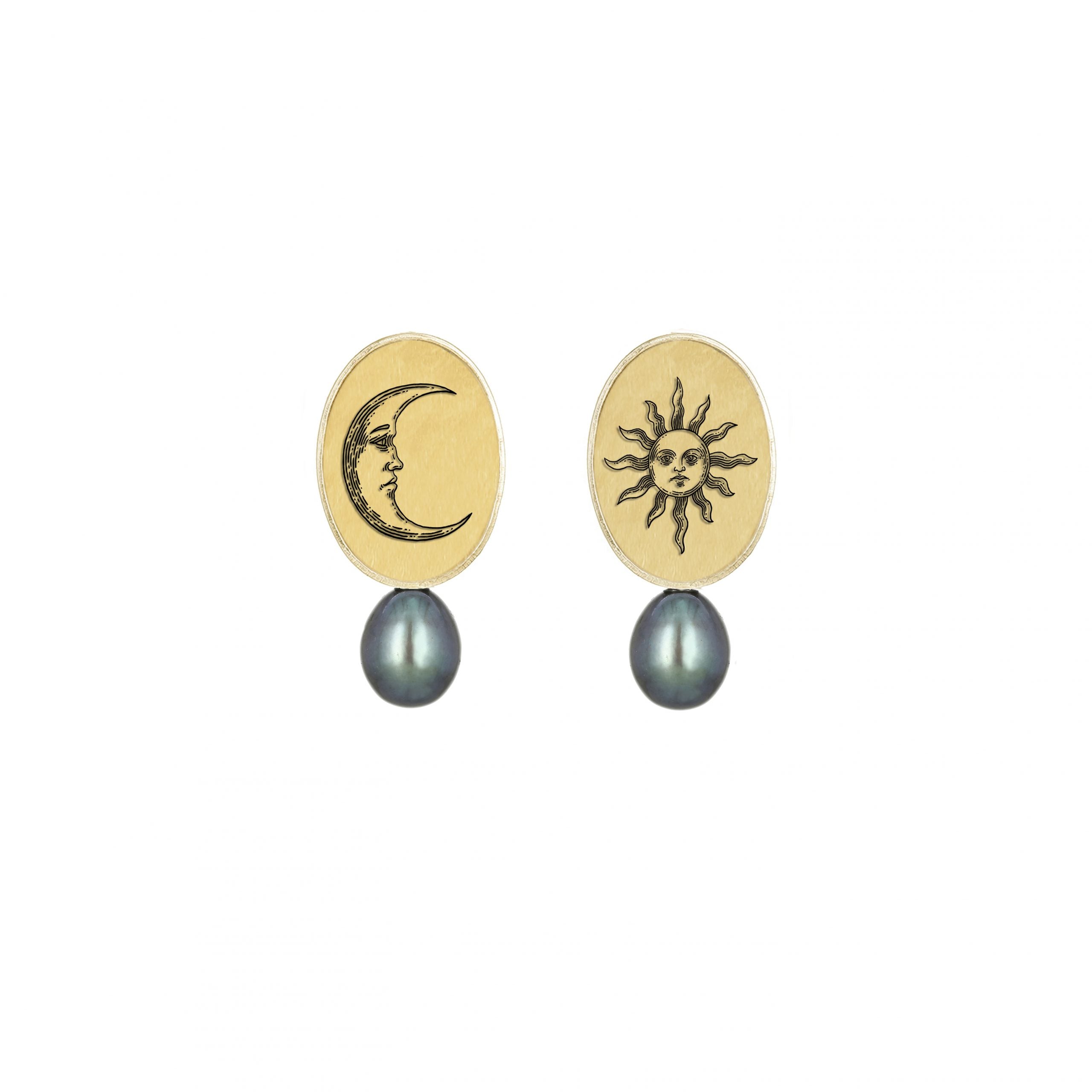 The Oval Pearl Earrings - Celestial - Gold Vermeil