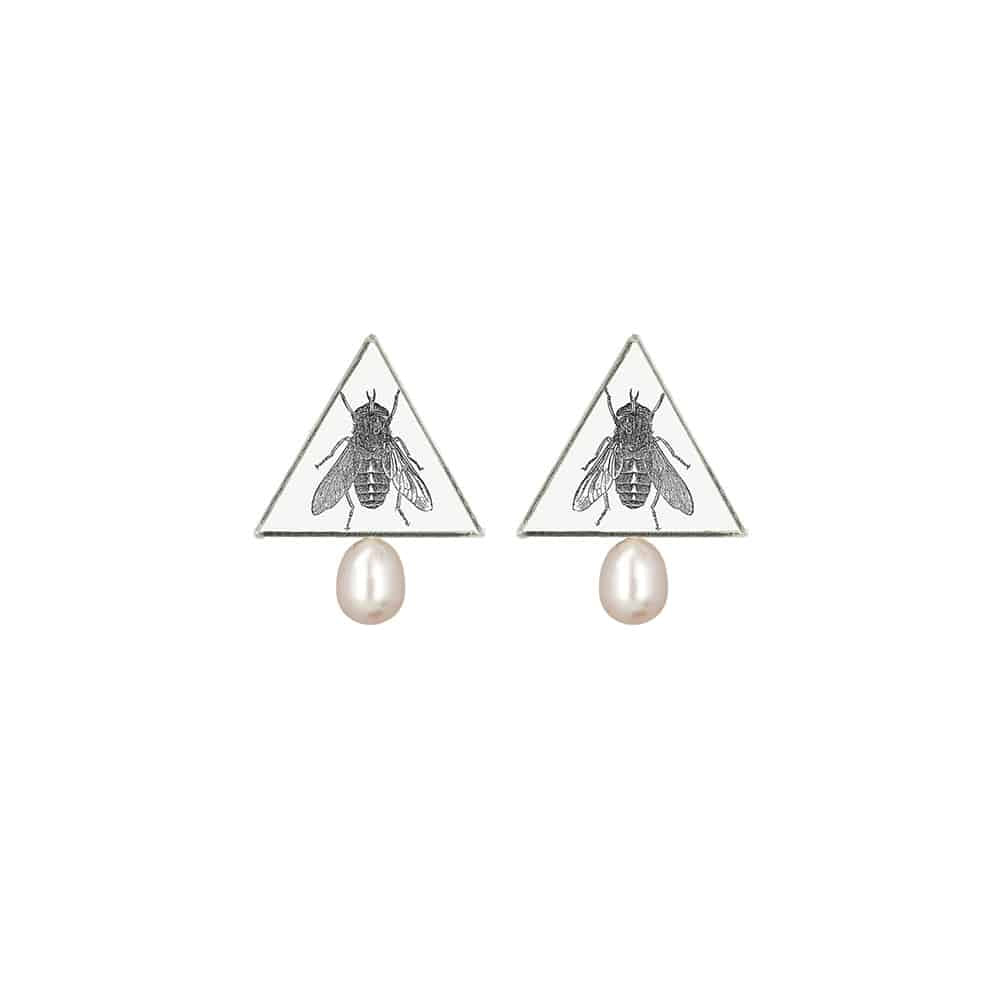 The Triangle Pearl Earrings - Fruitfly