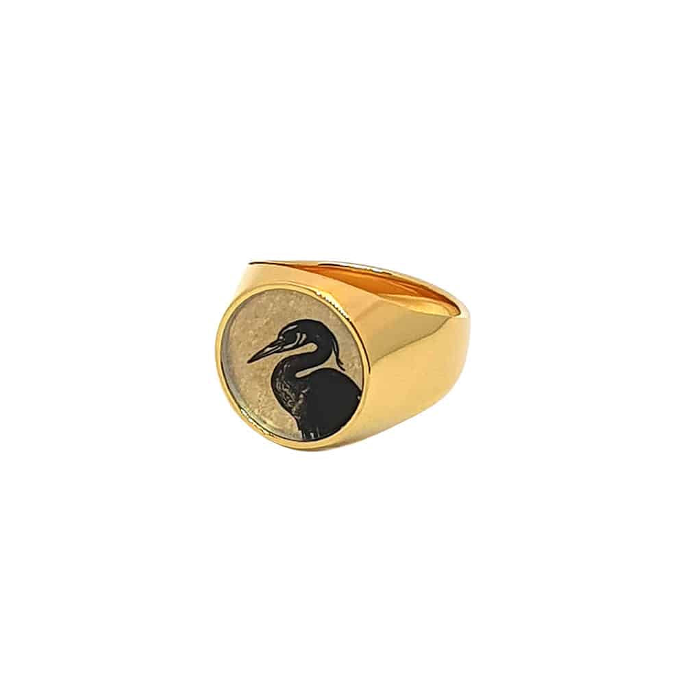 The Round Signet Ring - Grey Heron