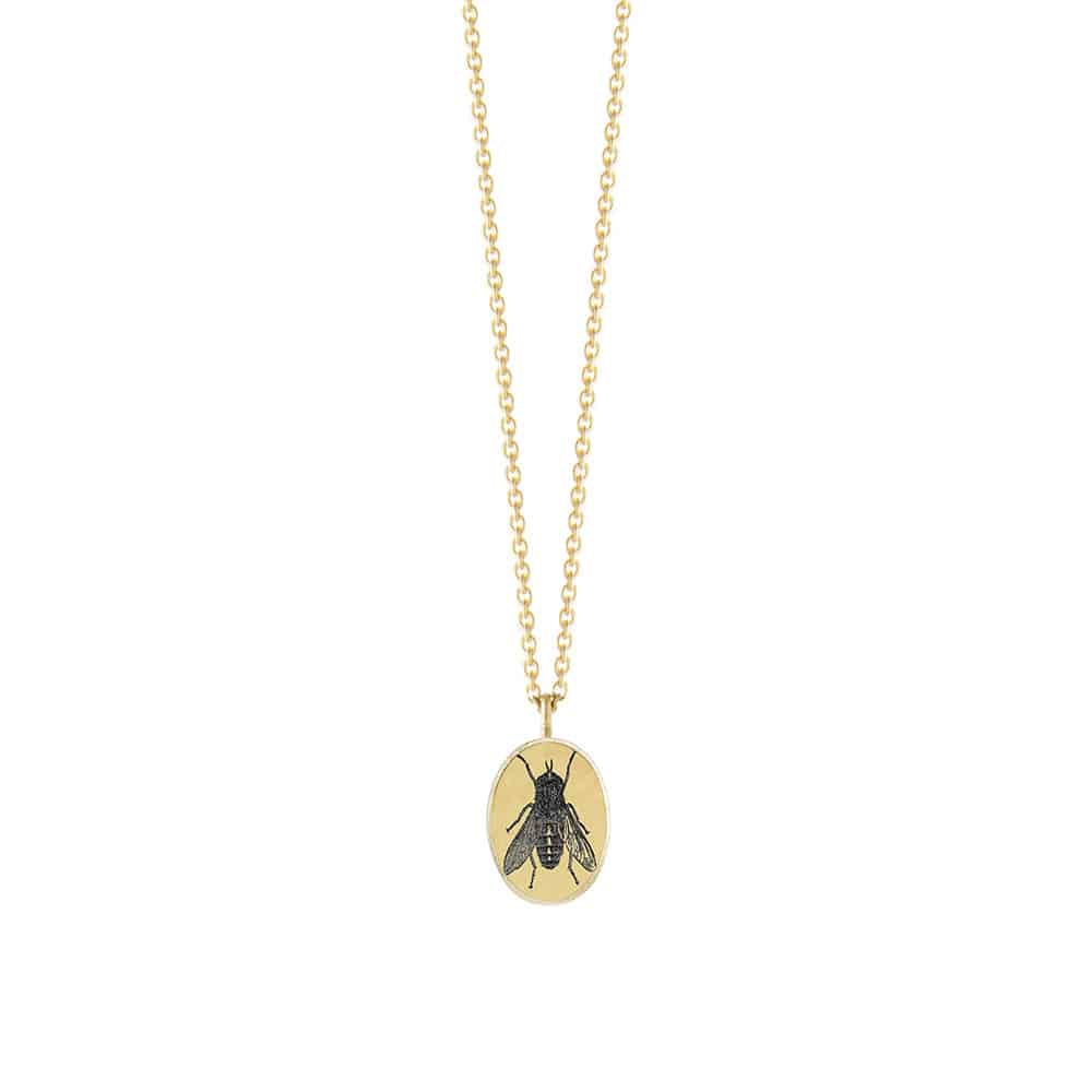 The oval Basic Pendant Necklace - Fly - gold vermeil