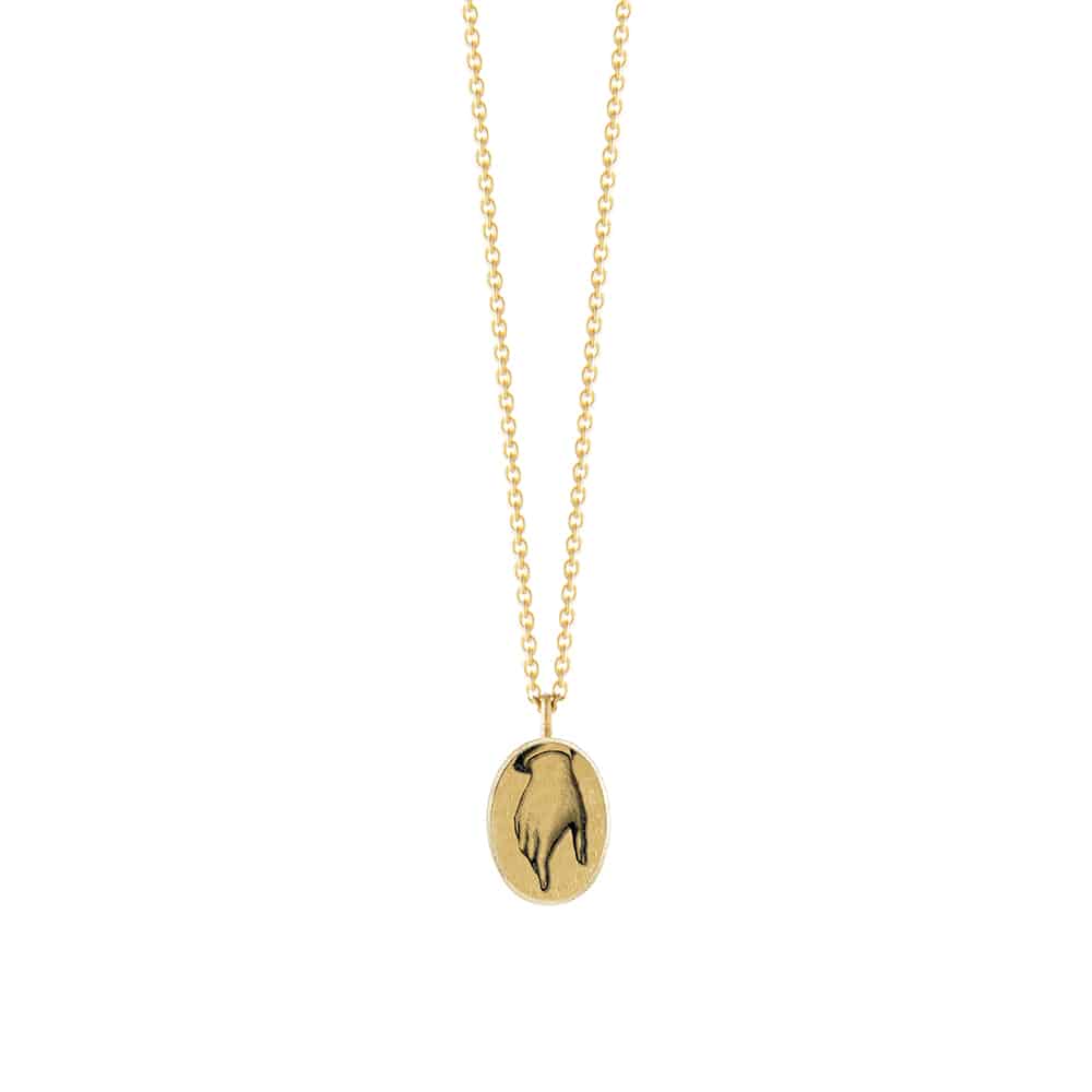 The oval Basic Pendant Necklace - Victorian Hand - gold