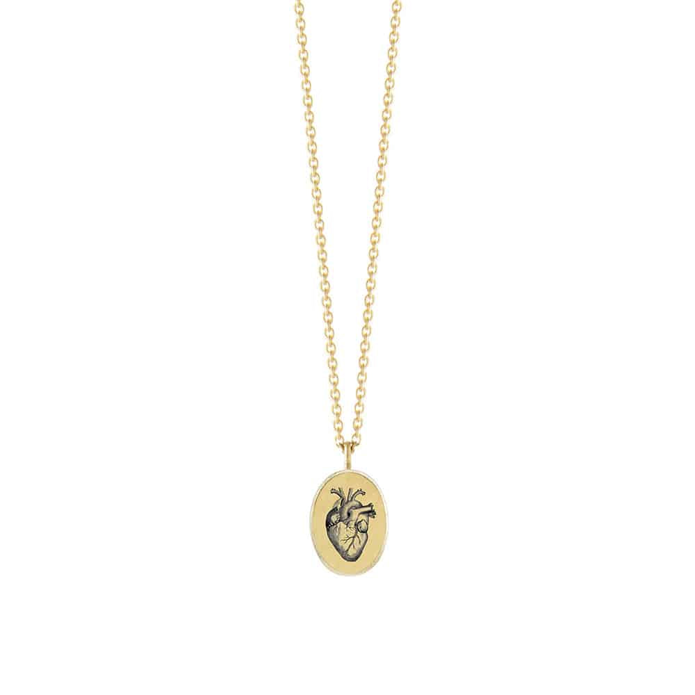 The oval Basic Pendant Necklace - Heart - gold vermeil